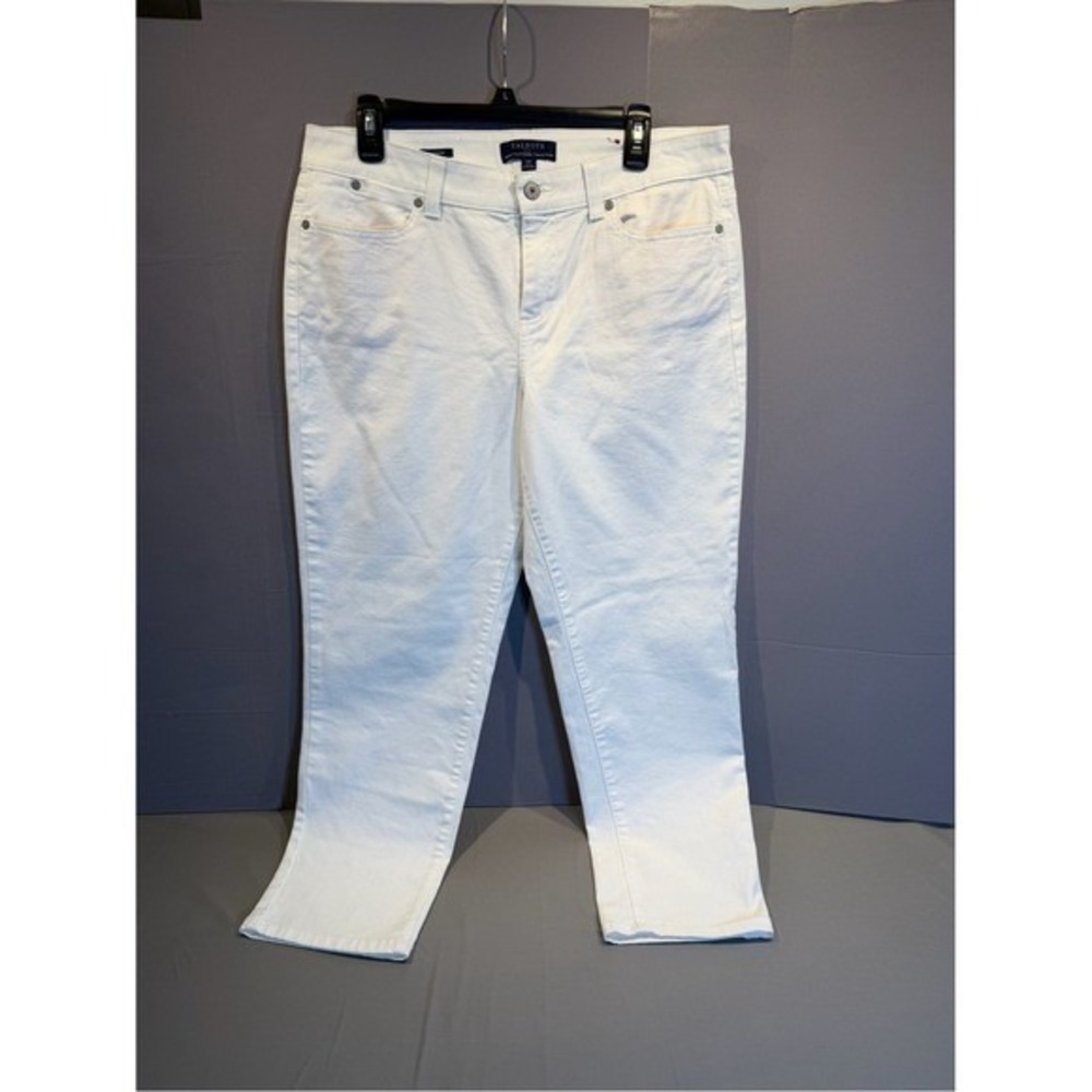 Talbots White Boyfriend Jeans Simply Flattering Collection 12P Petite Stretch